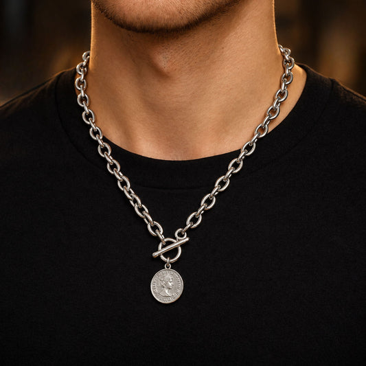 THE MEN THING SS Pendant with Chain VINDEX - 16inch Pure Stainless Steel European trending Style Chain for Men & Boy