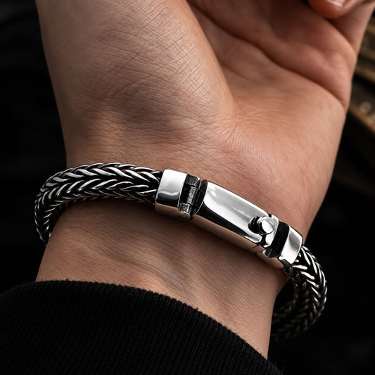 THE MEN THING Steel Bracelets AEROGRIP - 12mm Pure Stainless Steel Bracelet, Biker Punk Style Bracelet for Men & Boy (8 inch)