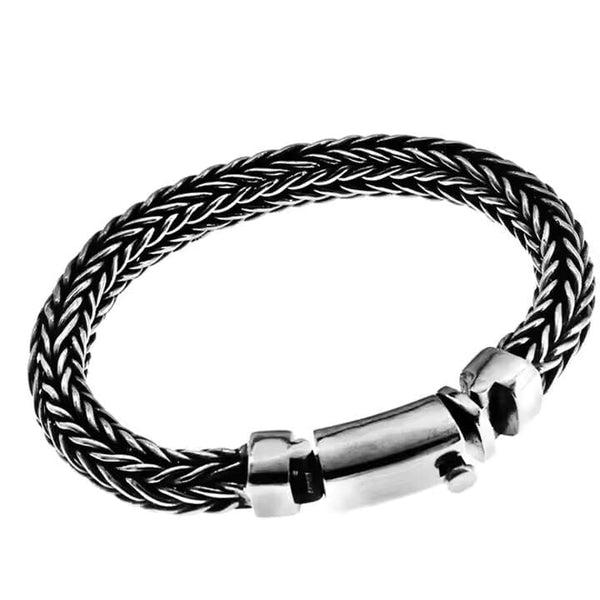 AEROGRIP BRACELET - 12mm Pure Stainless Steel Bracelet, Biker Punk Style Bracelet for Men & Boy (8 inch)
