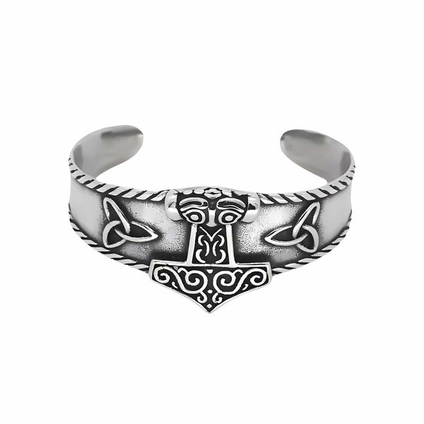 AESIR BAND - Pure Stainless Steel Open Bangle Bracelet (Adjustable) for Men & Boys