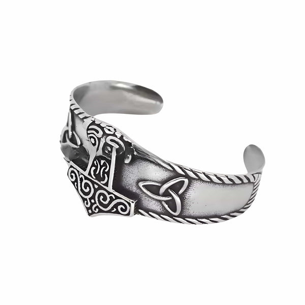 AESIR BAND - Pure Stainless Steel Open Bangle Bracelet (Adjustable) for Men & Boys