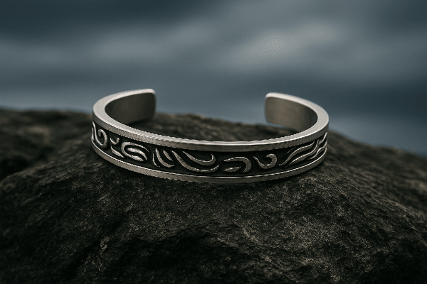 ARCANE - Pure Stainless Steel Open Bangle Bracelet (Adjustable) for Men & Boys