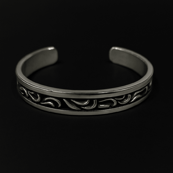 ARCANE - Pure Stainless Steel Open Bangle Bracelet (Adjustable) for Men & Boys