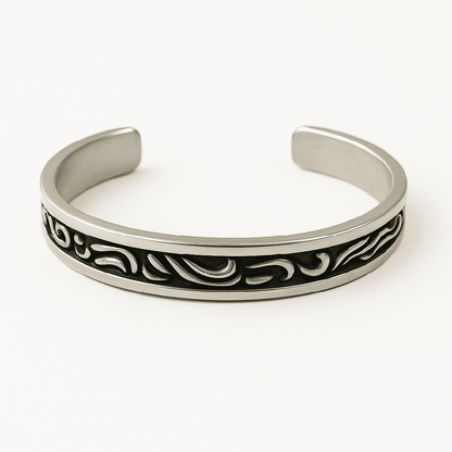 THE MEN THING Steel Bracelets ARCANE ALLOY - Pure Stainless Steel Open Bangle Bracelet (Adjustable) for Men & Boys