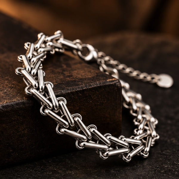 ARROW LINK - 12mm Titanium Steel Bracelet with Lobster Clasp for Men & Boy (8 to 10 inch) Adjustable