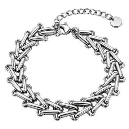 THE MEN THING Steel Bracelets ARROW LINK - 12mm Titanium Steel Bracelet with Lobster Clasp for Men & Boy (8 to 10 inch) Adjustable