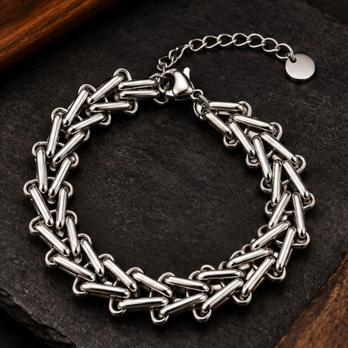 THE MEN THING Steel Bracelets ARROW LINK - 12mm Titanium Steel Bracelet with Lobster Clasp for Men & Boy (8 to 10 inch) Adjustable