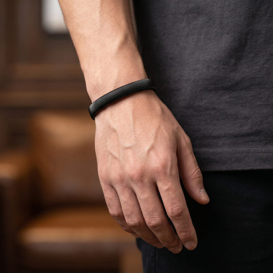 THE MEN THING Steel Bracelets AUREX FLEX - BLACK - 11mm Stainless Steel Adjustable  Bracelet for Men & Boys