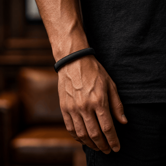 THE MEN THING Steel Bracelets AUREX FLEX - BLACK - 11mm Stainless Steel Adjustable  Bracelet for Men & Boys