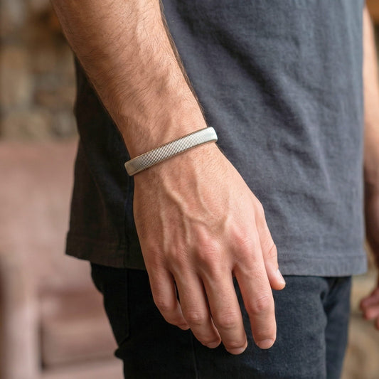 THE MEN THING Steel Bracelets AUREX FLEX - STEEL - 11mm Stainless Steel Adjustable  Bracelet for Men & Boys