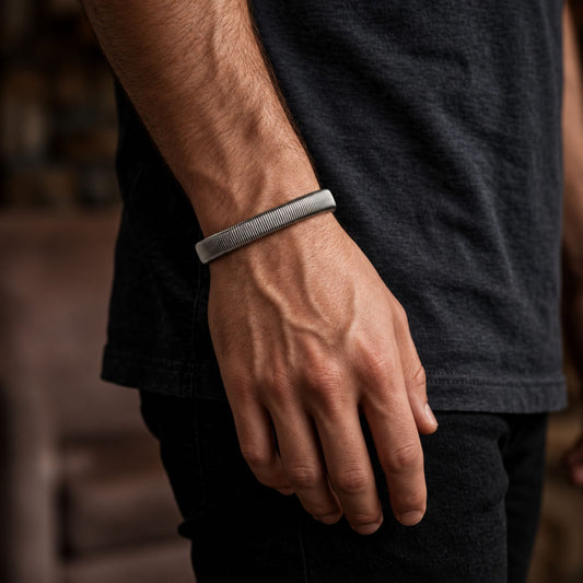 THE MEN THING Steel Bracelets AUREX FLEX - STEEL - 11mm Stainless Steel Adjustable  Bracelet for Men & Boys