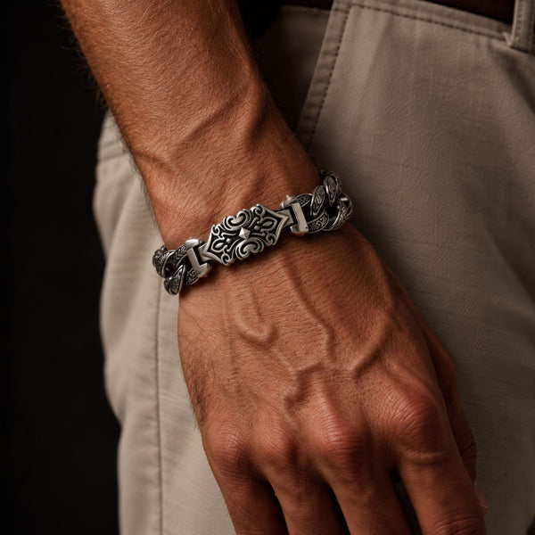 BARBARIAN - 18mm Pure Titanium Steel Bracelet, Bracelet with hook buckle for Men & Boy (9 inch)