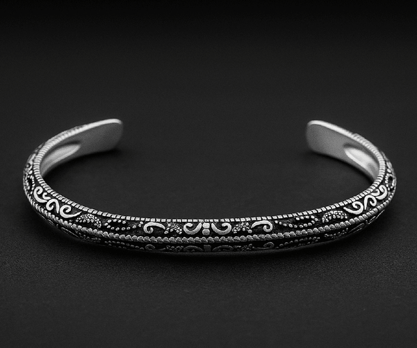 BERSERKER EDGE - Pure Stainless Steel Open Bangle Bracelet (Adjustable) for Men & Boys