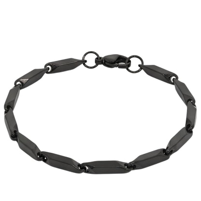 THE MEN THING Steel Bracelets BLACK ANGLE - 5mm Stainless Steel, 7.5 to 8 inch Lobster Claw Clasp Bracelet for Men & Boys