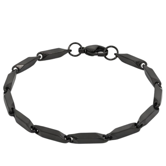 THE MEN THING Steel Bracelets BLACK ANGLE - 5mm Stainless Steel, 7.5 to 8 inch Lobster Claw Clasp Bracelet for Men & Boys