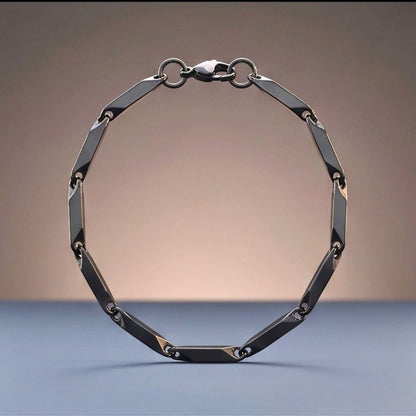 THE MEN THING Steel Bracelets BLACK ANGLE - 5mm Stainless Steel, 7.5 to 8 inch Lobster Claw Clasp Bracelet for Men & Boys