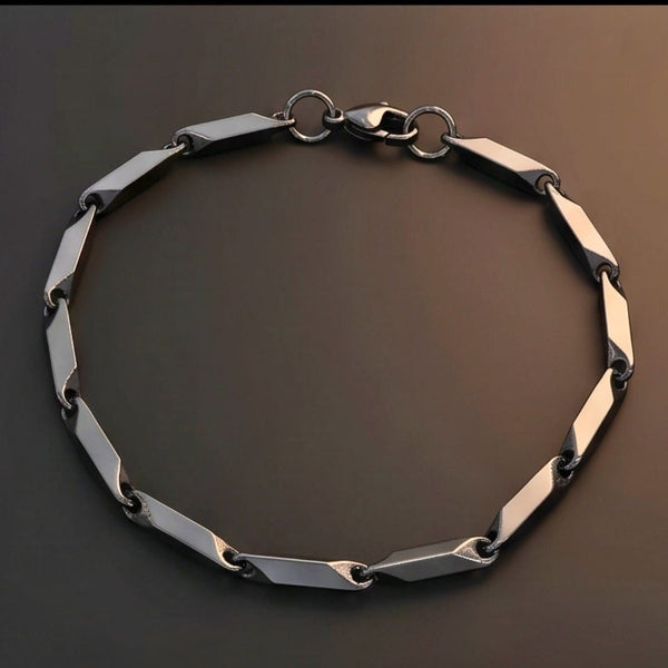 BLACK ANGLE - 5mm Stainless Steel, 7.5 to 8 inch Lobster Claw Clasp Bracelet for Men & Boys