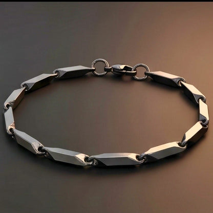 THE MEN THING Steel Bracelets BLACK ANGLE - 5mm Stainless Steel, 7.5 to 8 inch Lobster Claw Clasp Bracelet for Men & Boys