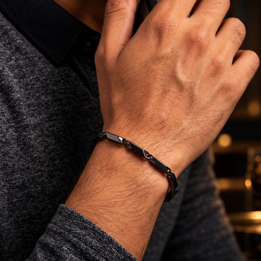 THE MEN THING Steel Bracelets BLACK ANGLE - 5mm Stainless Steel, 7.5 to 8 inch Lobster Claw Clasp Bracelet for Men & Boys