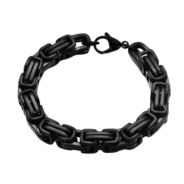 BLACK GOTHIC CHAIN BRACELET - 8mm Pure Black Titanium Steel Bracelet with Push Button Clasp for Men & Boy (8 inch)