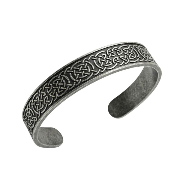 CELTIC GUARDIAN - 12mm Pure Stainless Steel Open Bangle Bracelet for Men & Boys (Adjustable)