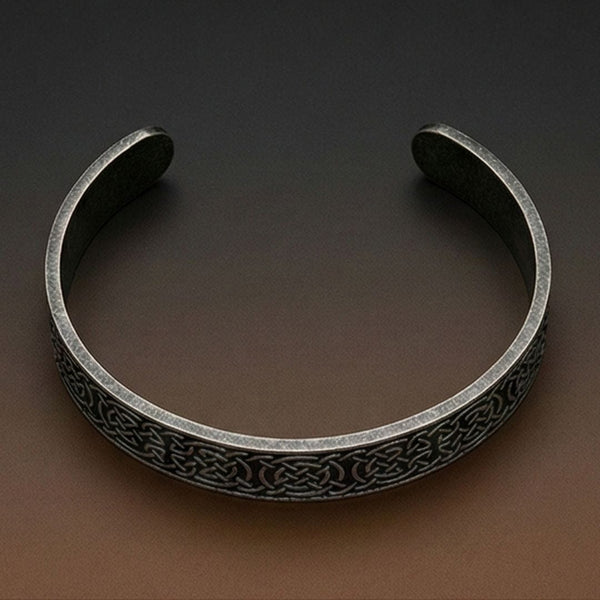 CELTIC GUARDIAN - 12mm Pure Stainless Steel Open Bangle Bracelet for Men & Boys (Adjustable)
