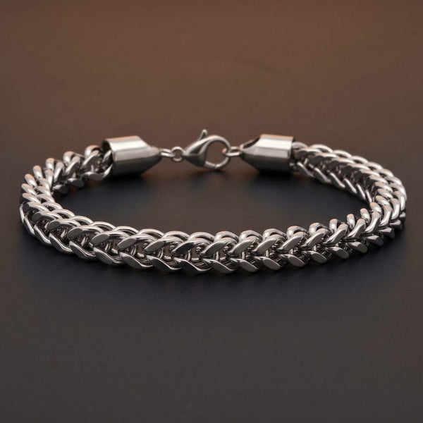 CHROME RIDER - Stainless Steel Bracelet, Silver, 8 inch with Lobster Claw for Men & Boys
