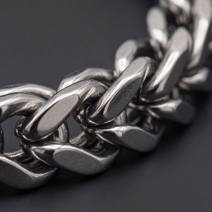 THE MEN THING Steel Bracelets CHROME RIDER - Stainless Steel Bracelet, Silver, 8 inch with Lobster Claw for Men & Boys