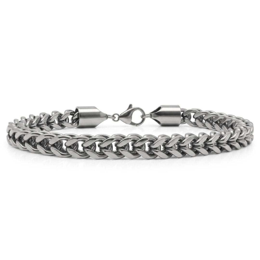THE MEN THING Steel Bracelets CHROME RIDER - Stainless Steel Bracelet, Silver, 8 inch with Lobster Claw for Men & Boys