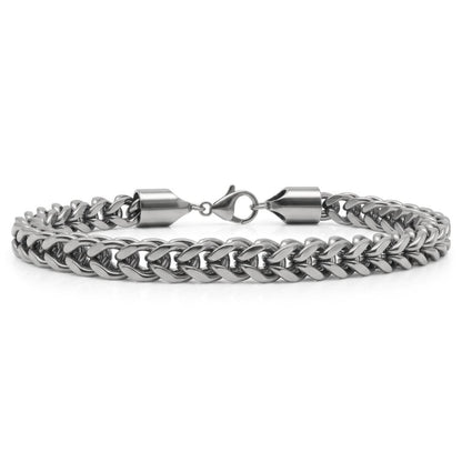 THE MEN THING Steel Bracelets CHROME RIDER - Stainless Steel Bracelet, Silver, 8 inch with Lobster Claw for Men & Boys