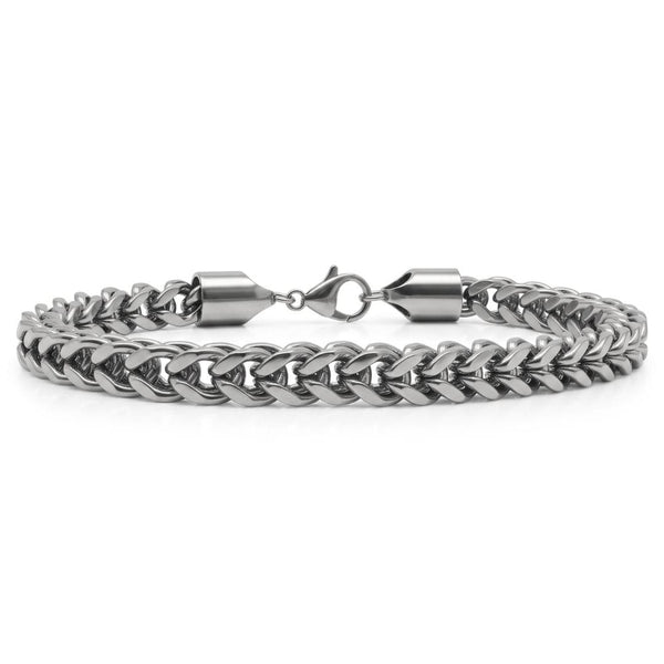 CHROME RIDER - Stainless Steel Bracelet, Silver, 8 inch with Lobster Claw for Men & Boys