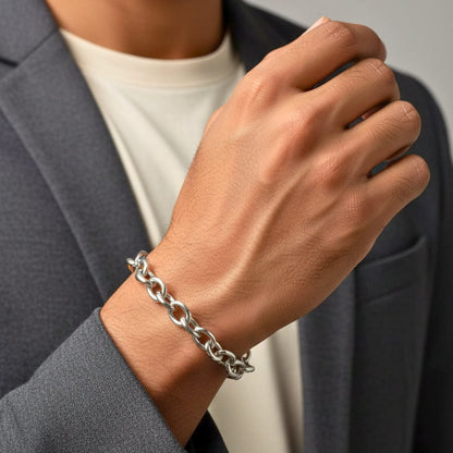 THE MEN THING Steel Bracelets CIRCLELINK -  8mm Stainless Steel Bracelet, European trending,  7 to 9 inch Bracelet for Men & Boys