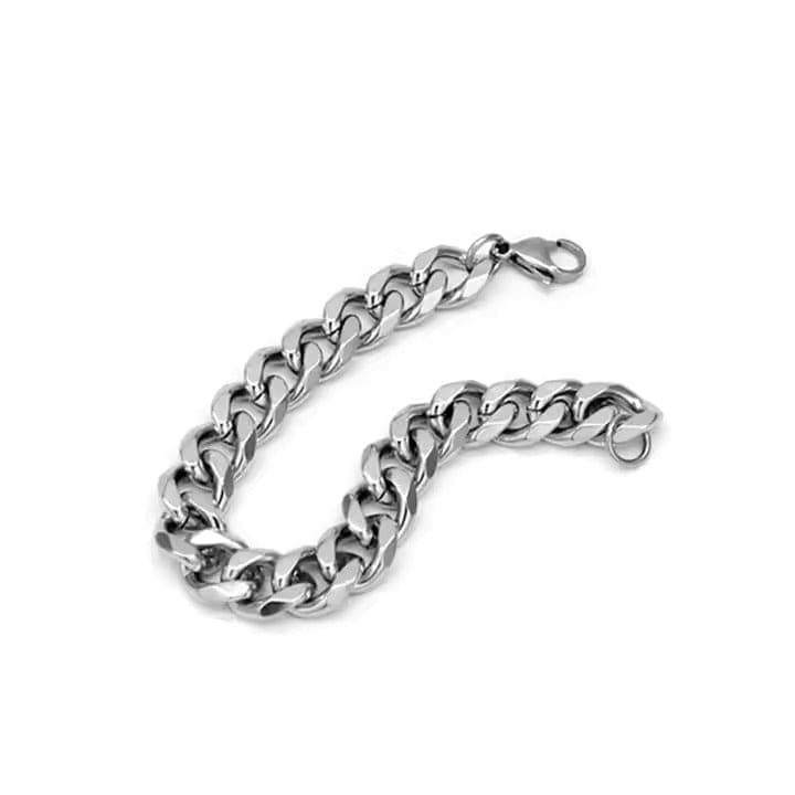 THE MEN THING Steel Bracelets CLASSIC CURB CHAIN BRACELET - 10m Pure Titanium Steel Bracelet with Magnetic Buckle for Men & Boy (8 inch)