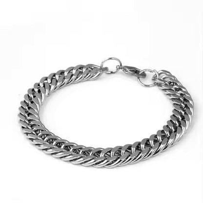 THE MEN THING Steel Bracelets CLASSIC CURB CHAIN BRACELET - 10m Pure Titanium Steel Bracelet with Magnetic Buckle for Men & Boy (8 inch)