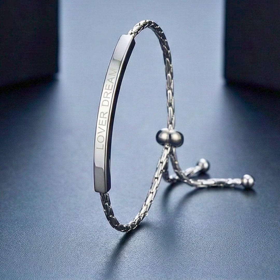 THE MEN THING Steel Bracelets CLASSIC DREAM STEEL BAR - Pure Titanium Steel Adjustable Bracelet for Men & Boys