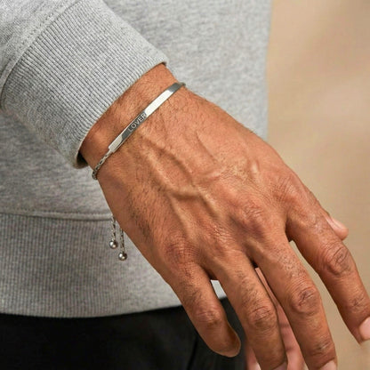 THE MEN THING Steel Bracelets CLASSIC DREAM STEEL BAR - Pure Titanium Steel Adjustable Bracelet for Men & Boys