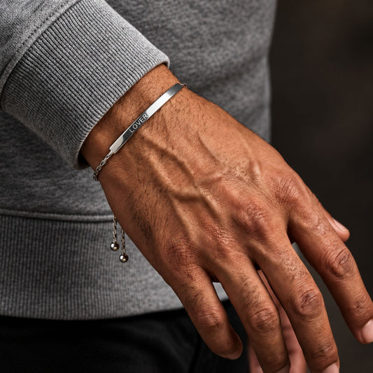 THE MEN THING Steel Bracelets CLASSIC DREAM STEEL BAR - Pure Titanium Steel Adjustable Bracelet for Men & Boys