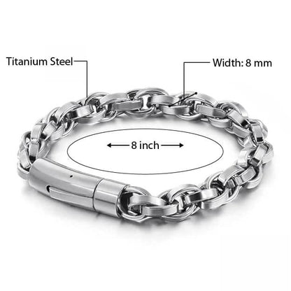 THE MEN THING Steel Bracelets CLIPLINK -  8mm Stainless Steel Bracelet, American Style - 8 inch for Men & Boys