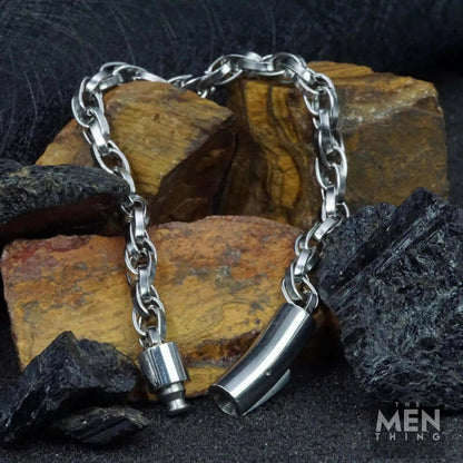 THE MEN THING Steel Bracelets CLIPLINK -  8mm Stainless Steel Bracelet, American Style - 8 inch for Men & Boys