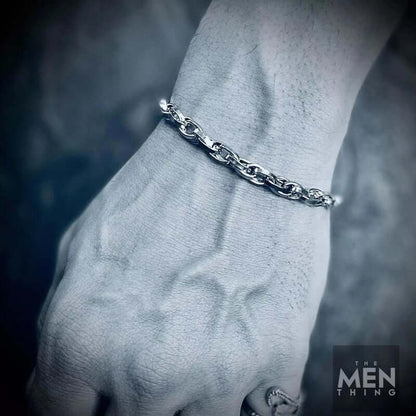 THE MEN THING Steel Bracelets CLIPLINK -  8mm Stainless Steel Bracelet, American Style - 8 inch for Men & Boys