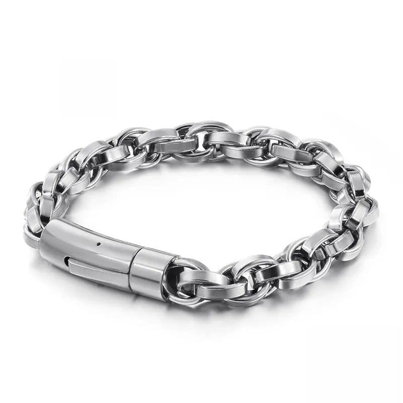 THE MEN THING Steel Bracelets CLIPLINK -  8mm Stainless Steel Bracelet, American Style - 8 inch for Men & Boys