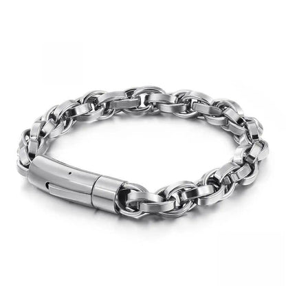 THE MEN THING Steel Bracelets CLIPLINK -  8mm Stainless Steel Bracelet, American Style - 8 inch for Men & Boys