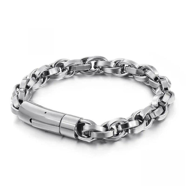 CLIPLINK -  8mm Stainless Steel Bracelet, American Style - 8 inch for Men & Boys