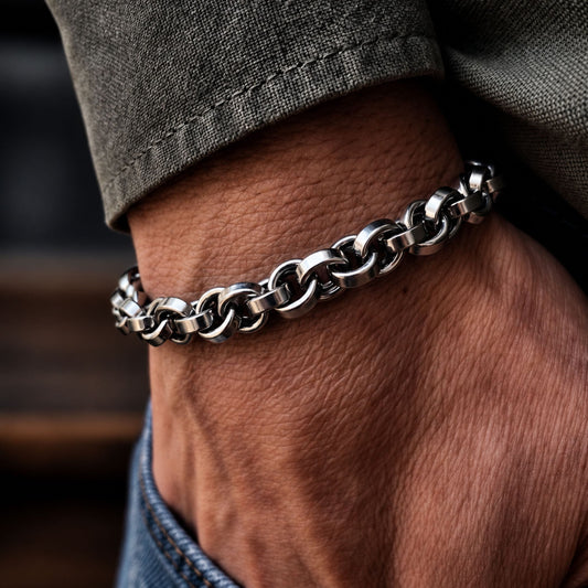 THE MEN THING Steel Bracelets CLIPLINK -  8mm Stainless Steel Bracelet, American Style - 8 inch for Men & Boys