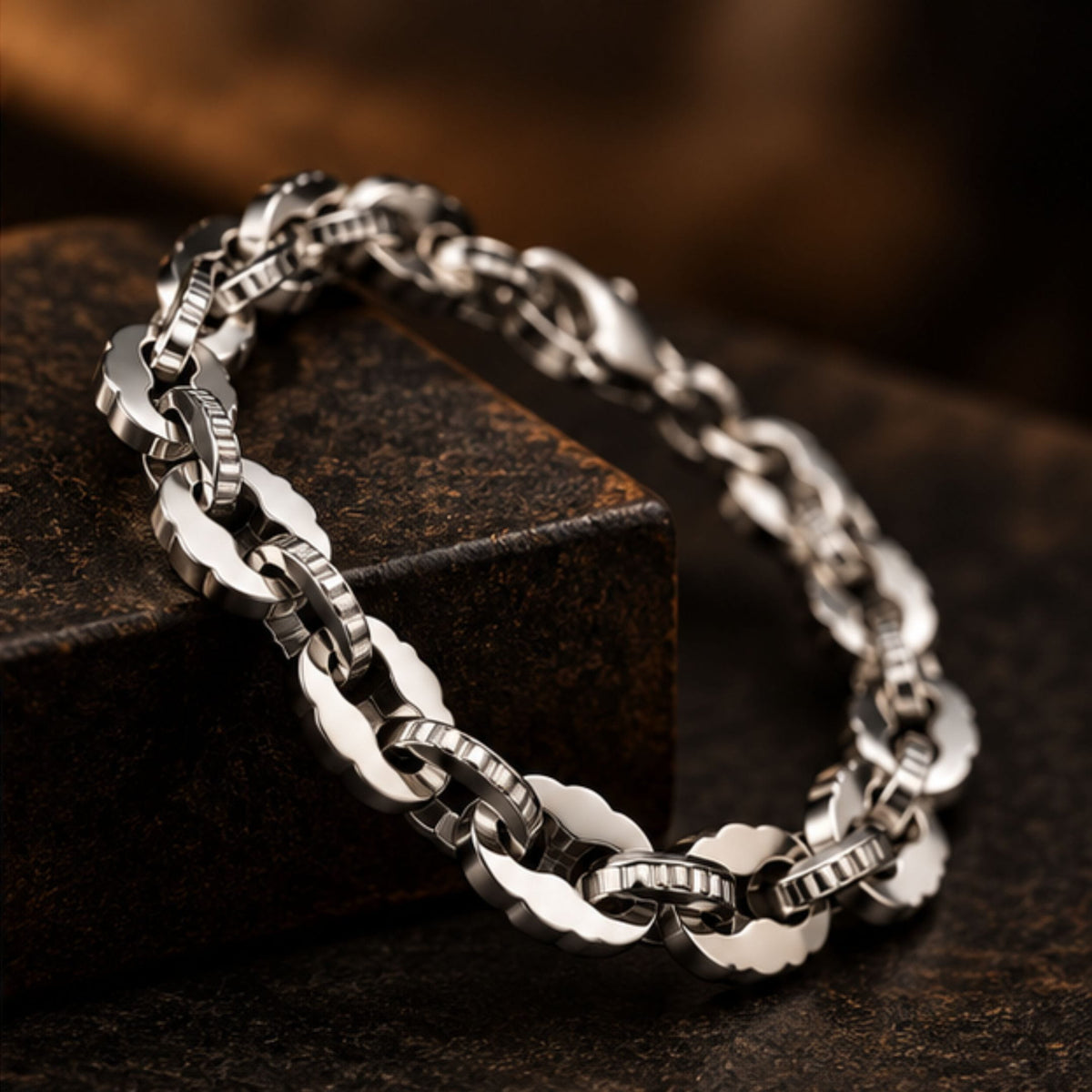 THE MEN THING Steel Bracelets CLOUD FORGE - 9mm Titanium Steel Bracelet with Lobster Clasp for Men & Boy (8 inch)