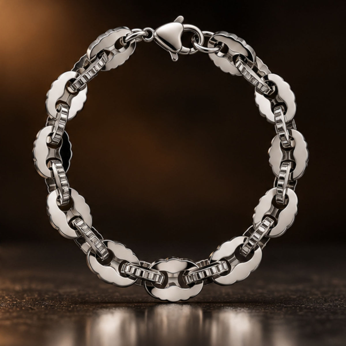 THE MEN THING Steel Bracelets CLOUD FORGE - 9mm Titanium Steel Bracelet with Lobster Clasp for Men & Boy (8 inch)