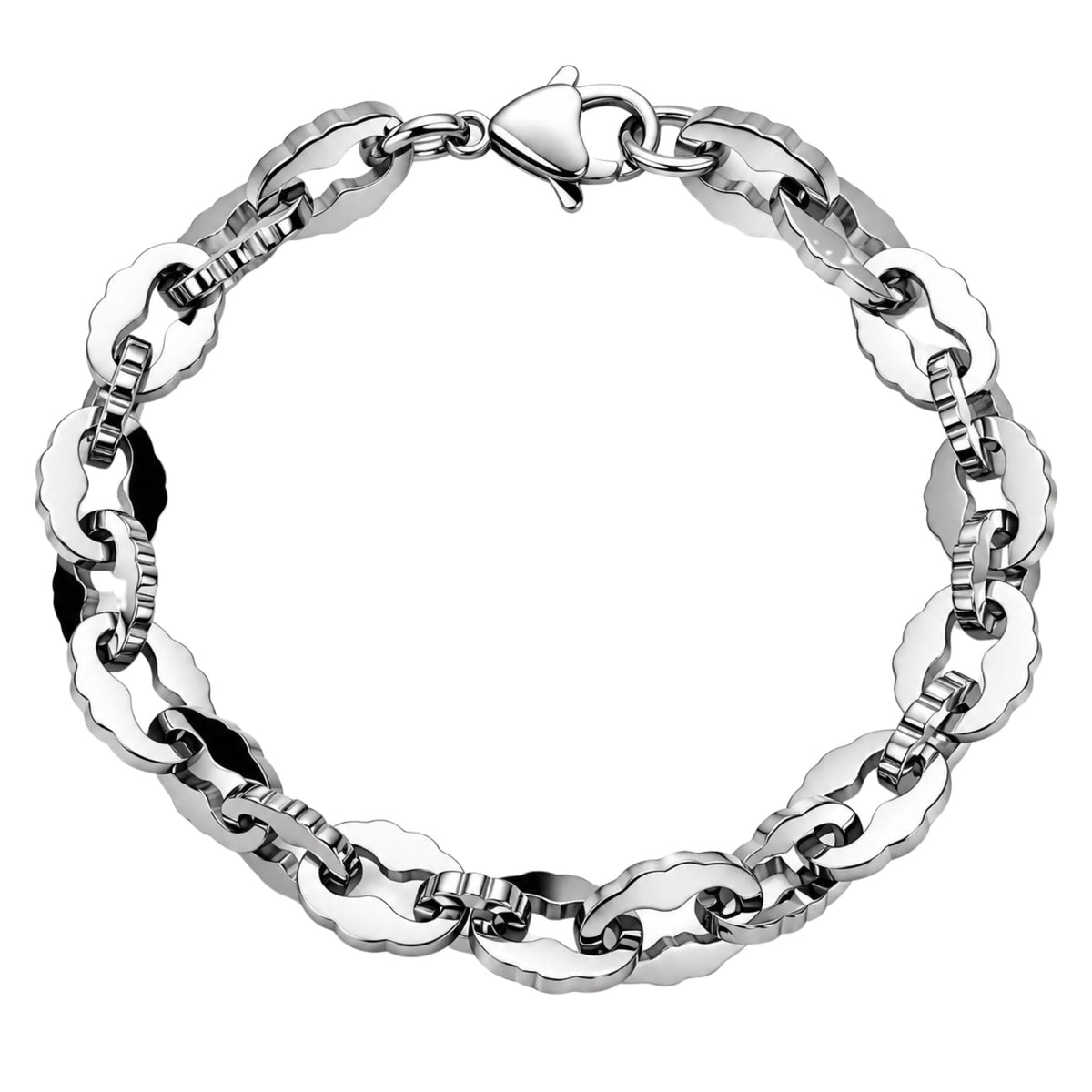 THE MEN THING Steel Bracelets CLOUD FORGE - 9mm Titanium Steel Bracelet with Lobster Clasp for Men & Boy (8 inch)