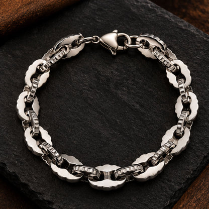 THE MEN THING Steel Bracelets CLOUD FORGE - 9mm Titanium Steel Bracelet with Lobster Clasp for Men & Boy (8 inch)