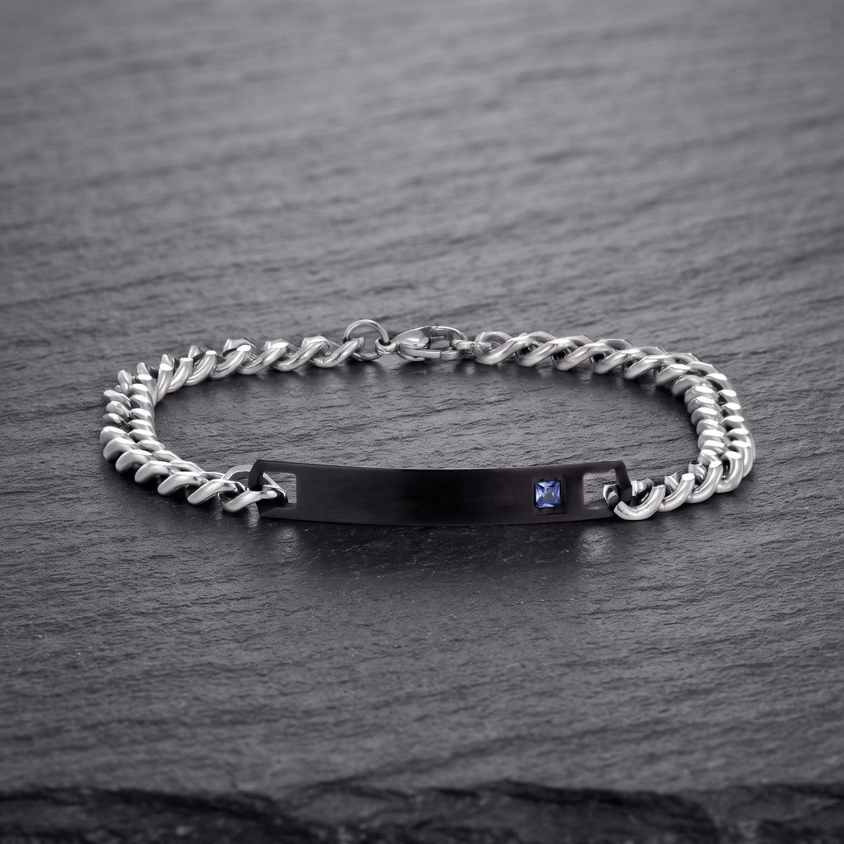THE MEN THING Steel Bracelets COBALT LINK - 7mm Pure Stainless Steel  Bracelet with Lobster Claw Buckle for Men & Boys (9 inch )