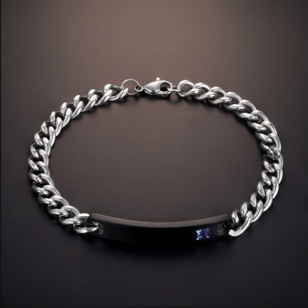COBALT LINK - 7mm Pure Stainless Steel  Bracelet with Lobster Claw Buckle for Men & Boys (9 inch )